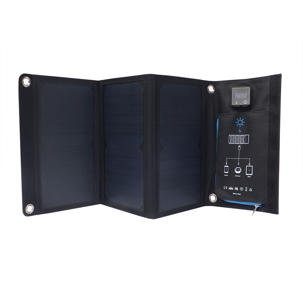 Digital display dauble USB port sunpower solar foldable charger EM-021D