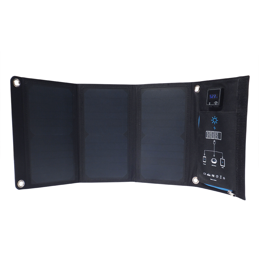 Digital display dauble USB port sunpower solar foldable charger EM-021D